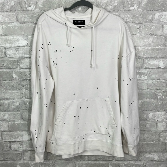 PacSun White Splatter Oversized Hoodie - Picture 1 of 4